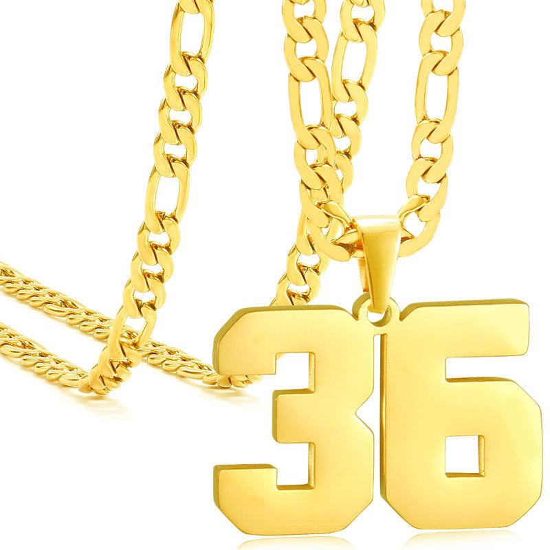 Minimalist Numeric Pendant Necklace for Men and Women Stainless Steel Chain with Polished Titanium Steel Charm