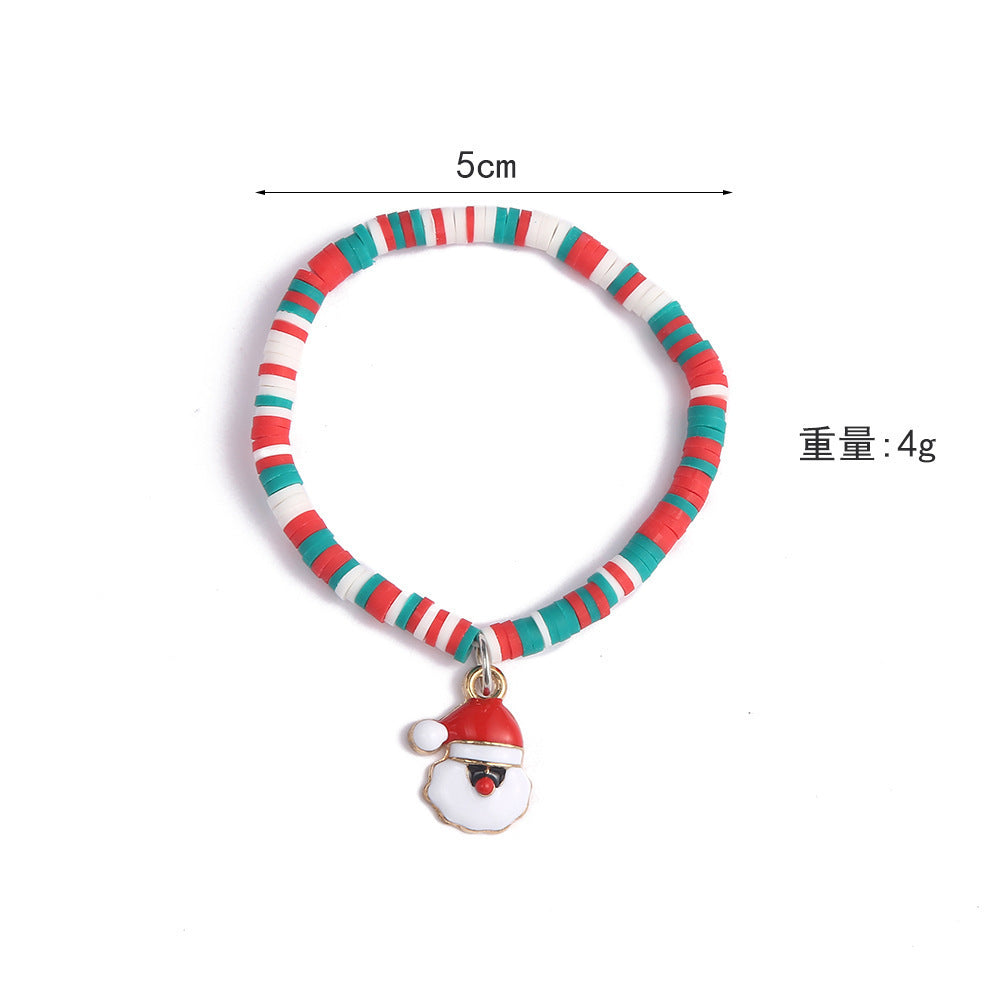 Casual Geometric Resin Beaded Bracelet with Christmas Charms for Unisex