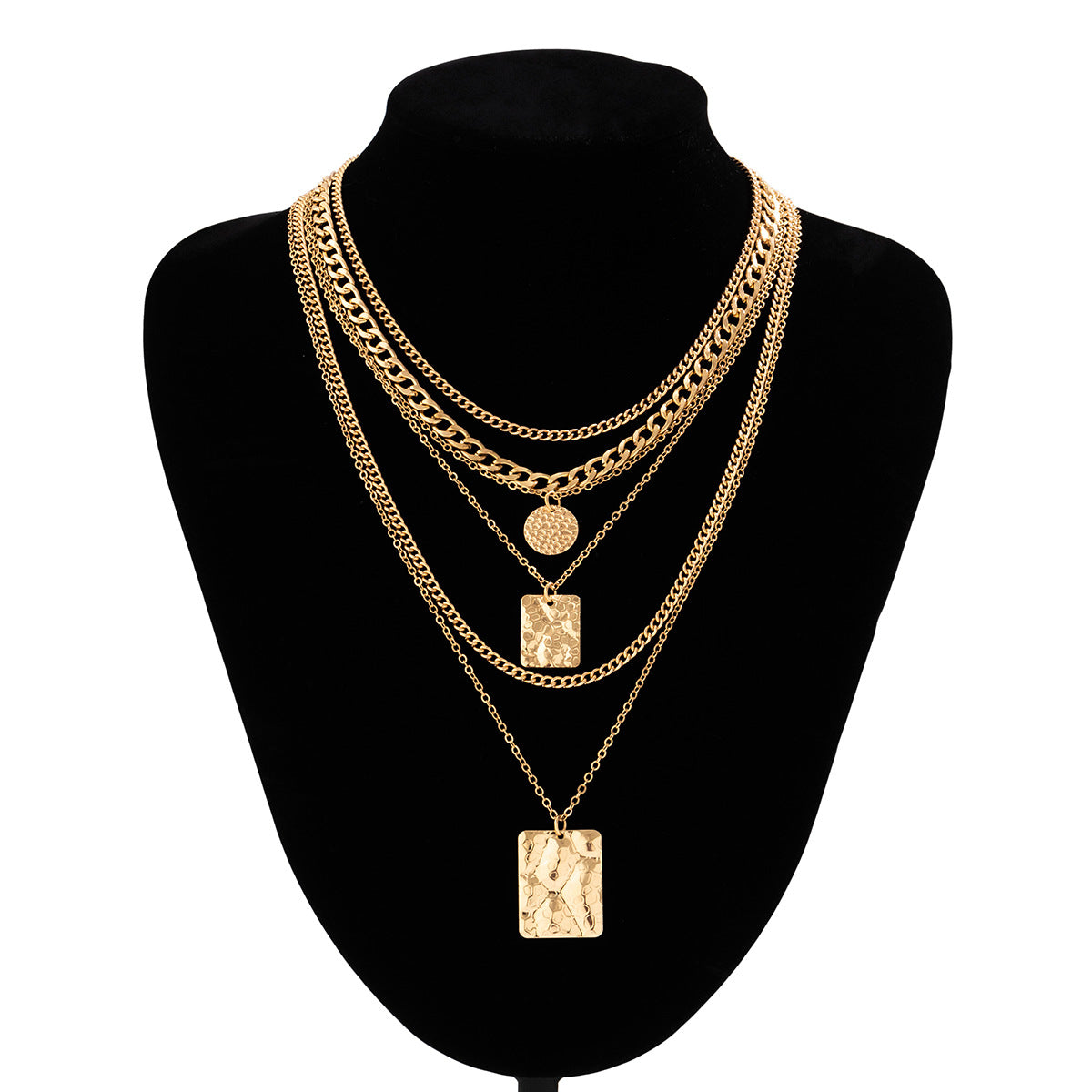 Minimalist Geometric Pendant Necklace for Women with Snake Skin Texture, Electroplated Alloy, O-Chain Design