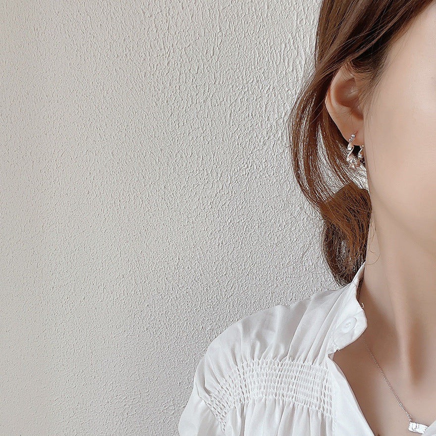 925 Sterling Silver Plated Floral Round Geometric Earrings