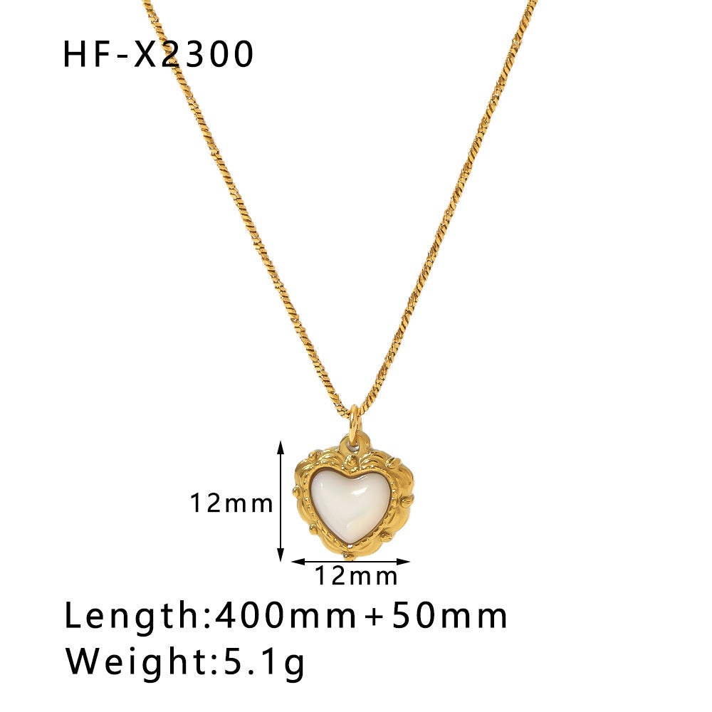 Collar minimalista de acero inoxidable con chapa de oro de 18 quilates, diseño de cola de pez, corazón, bambú y letra circonia para mujer
