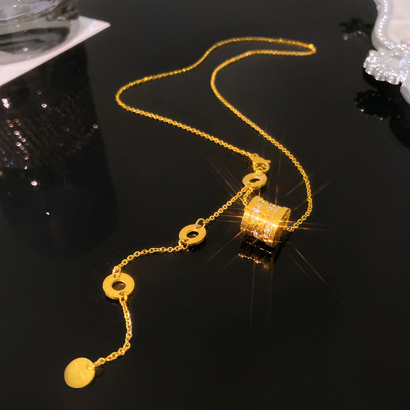 Gold Plated Titanium Steel Geometric Tassel Necklace