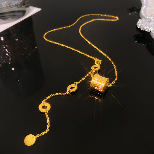 Gold Plated Titanium Steel Geometric Tassel Necklace