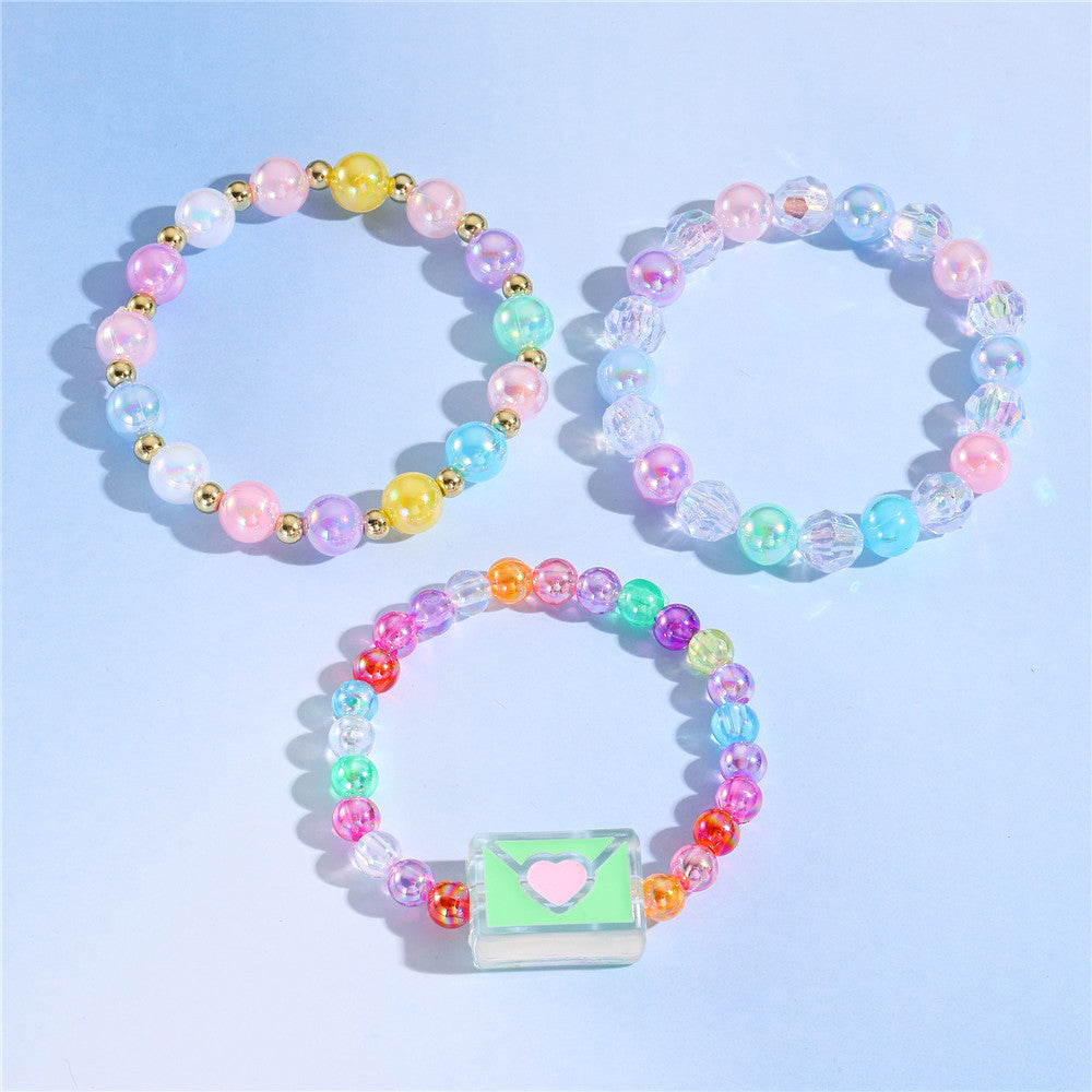 Braccialetto Acrilico Colorato a Forma di Busta per Bambini con Design Geometrico e Stile Graziosa Principessa