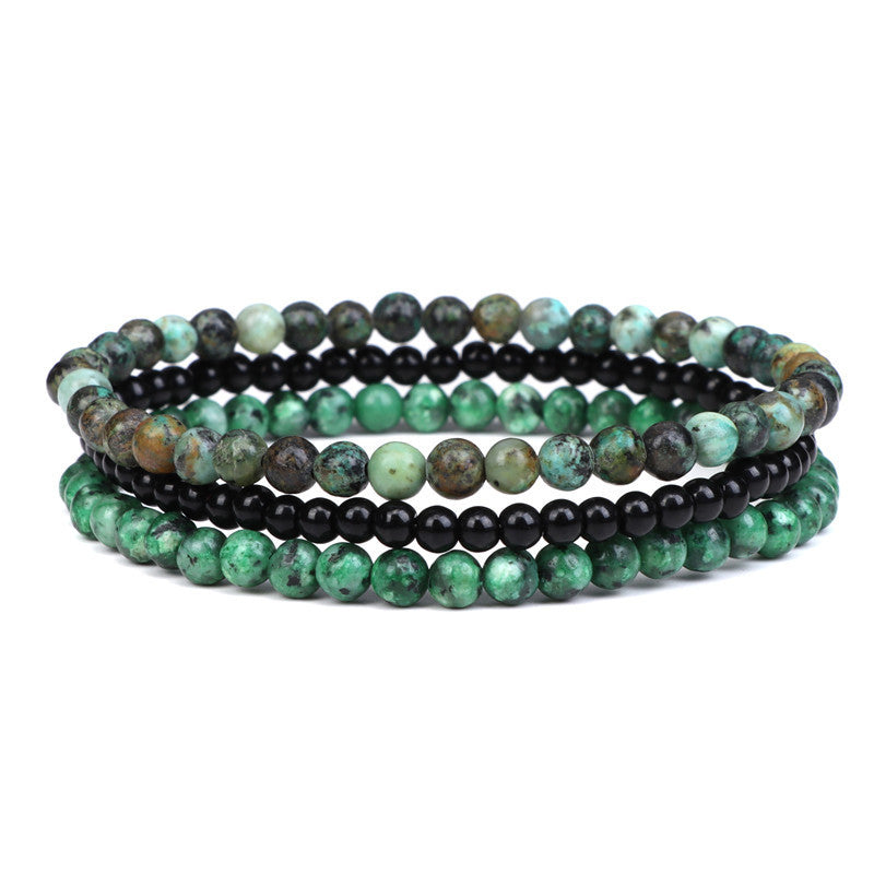 Vintage Minimalist Geometric Agate Beaded Bracelet Unisex Elastic Stretch Handmade Jewelry Set