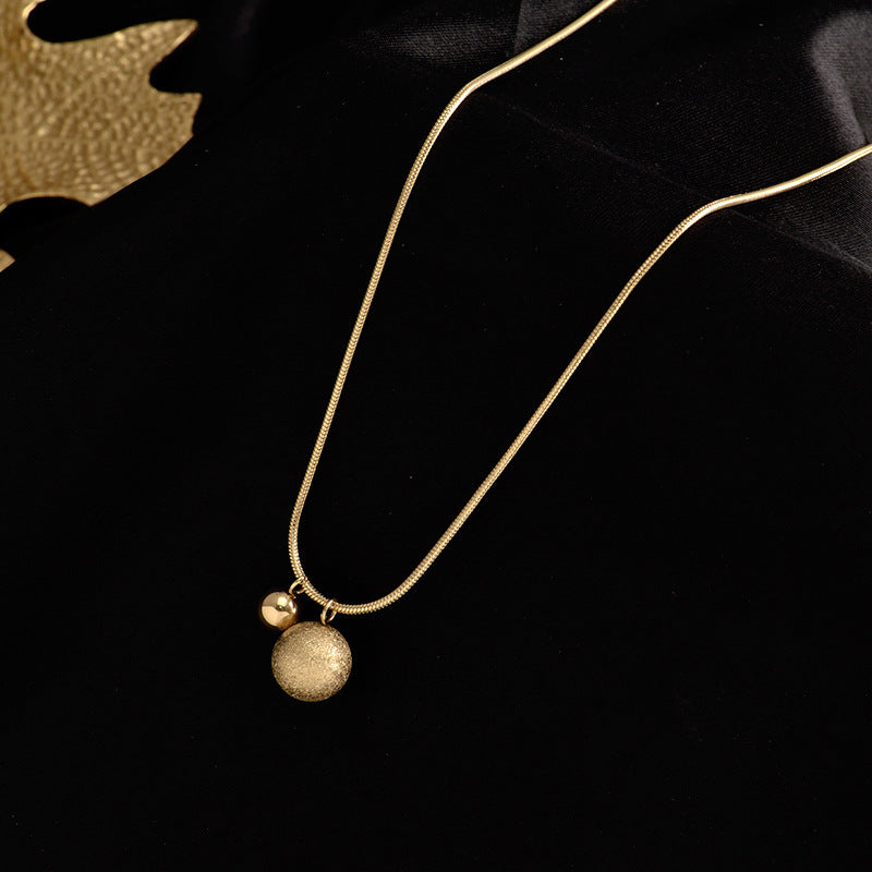 Matte Finish Geometric Small Gold Ball Snake Chain Necklace for Women Titanium Steel Plated Jewelry