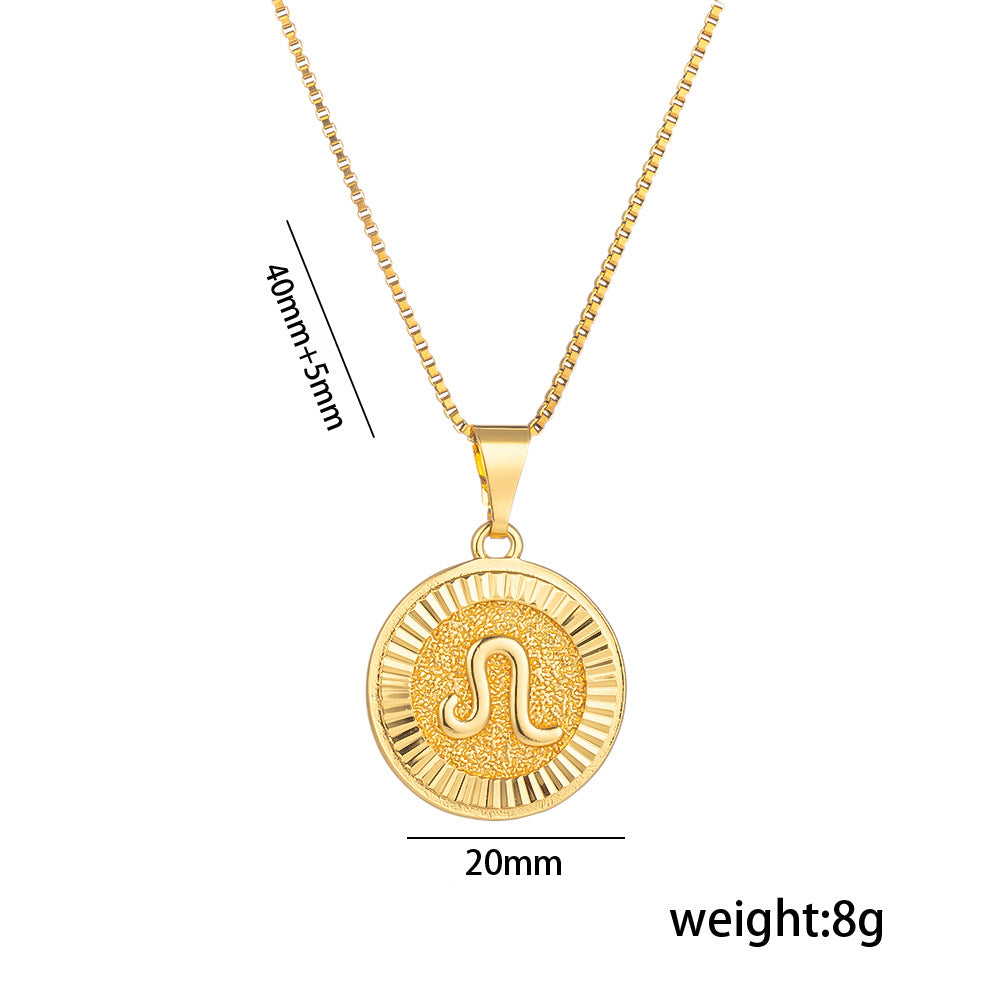 Fashionable Zodiac and Letter Shape Polished Titanium Steel Necklace for Women with O-Chain