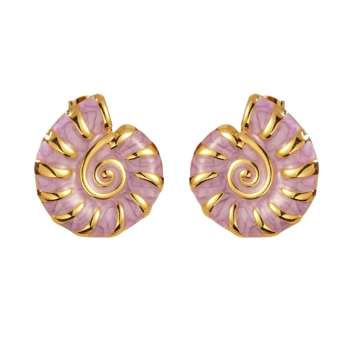 Vintage Drip Oil Stainless Steel Conch Earrings for Women