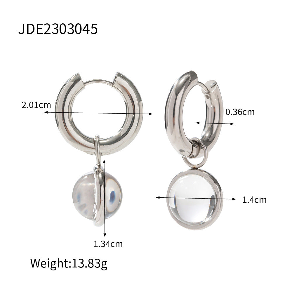 18K Gold Plated Geometric Round Stainless Steel Stud Earrings for Women