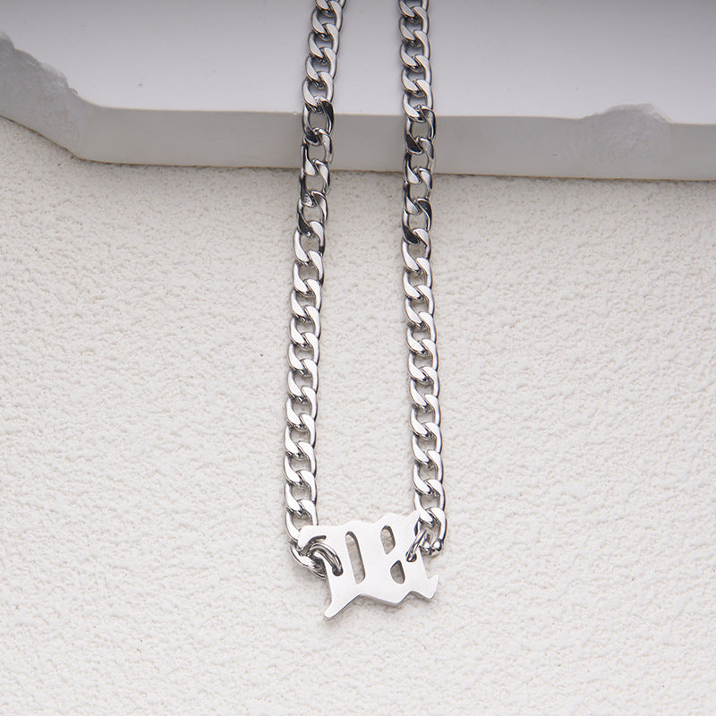 Geometric Cuban Link Necklace in Stainless Steel with Electroplated Finish for Unisex Daily Wear