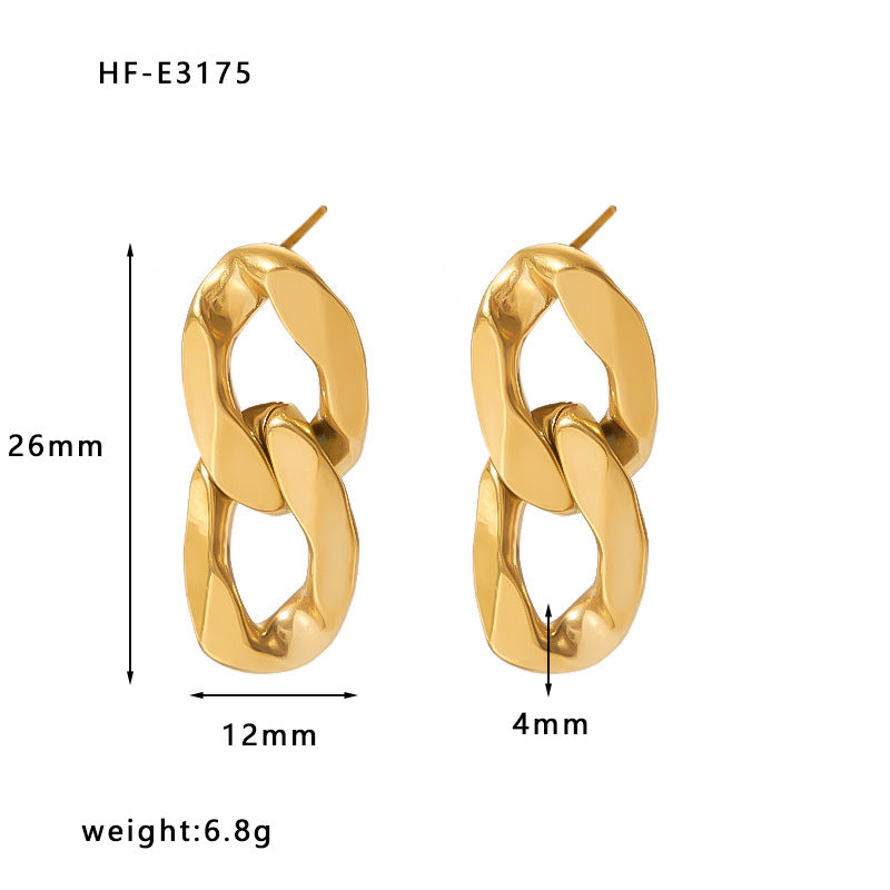 Orecchini a cerchio geometrici minimalisti in acciaio inossidabile placcato oro 18 carati da donna