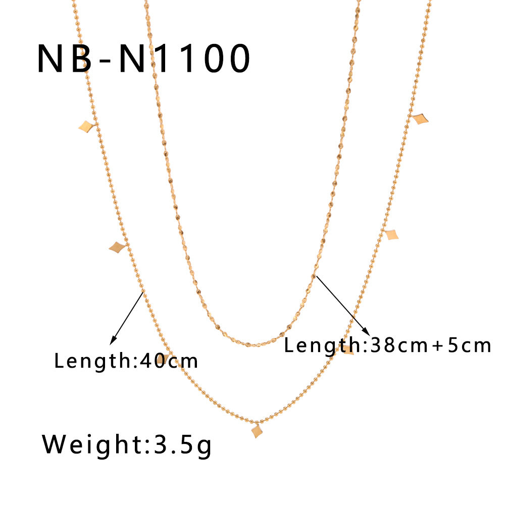 Minimalist Leaf-Shaped Titanium Steel Necklace with 18K Gold Plating, Waterproof and Versatile O-Chain Design