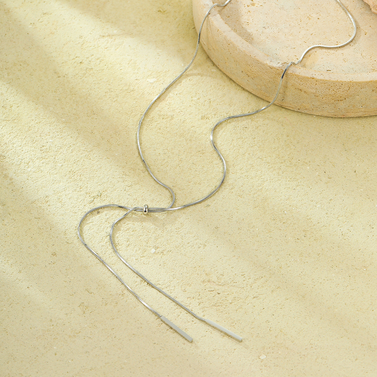 Collana a Catenina Sottile Regolabile da Donna Placcata Oro 18K in Acciaio Inossidabile