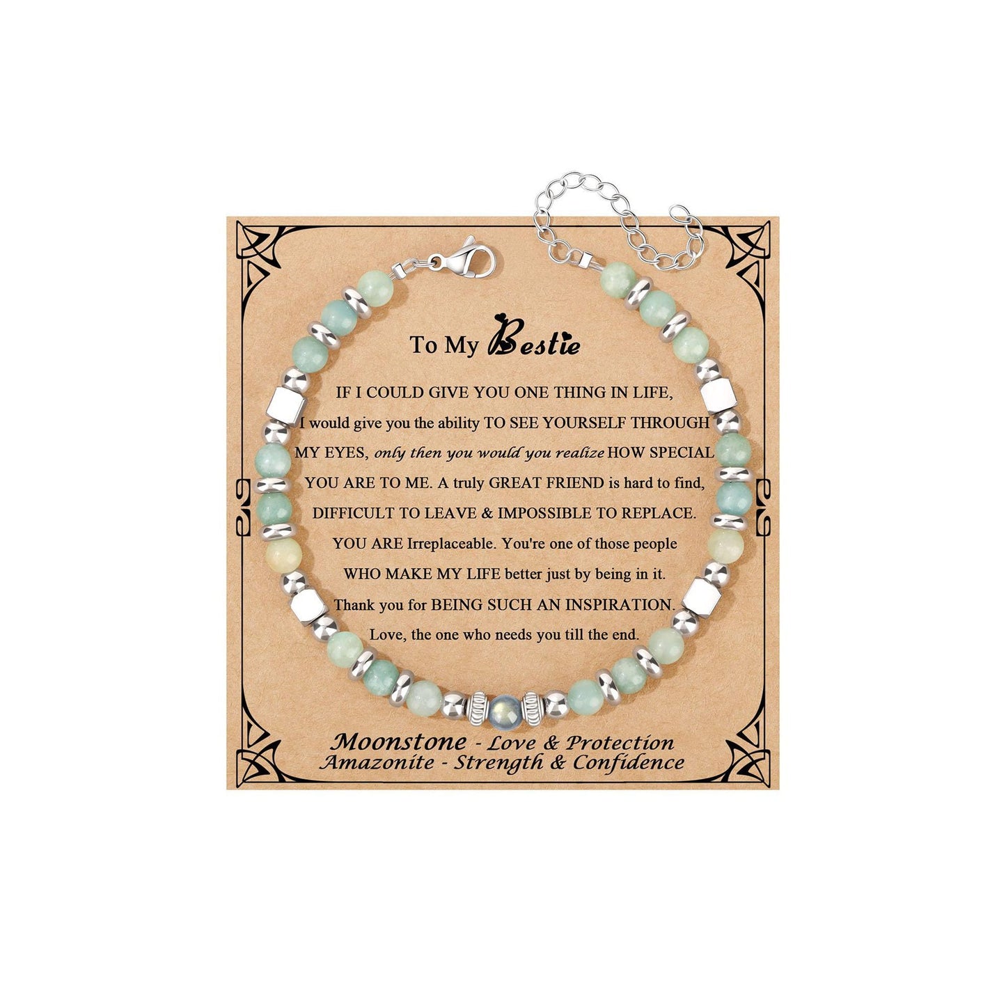 Fashion Stainless Steel Bracelet with 4mm Square Beads, Purple Imperial Stone and Lime Moonstone for Women