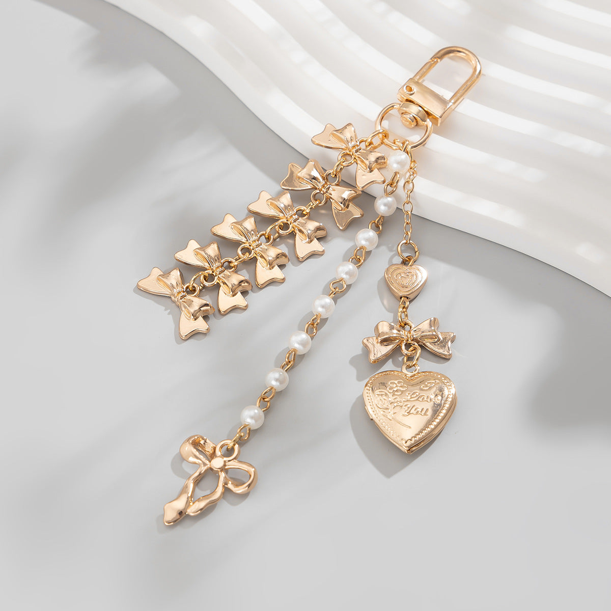 Sweet Heart Pearl Alloy Bag Charm