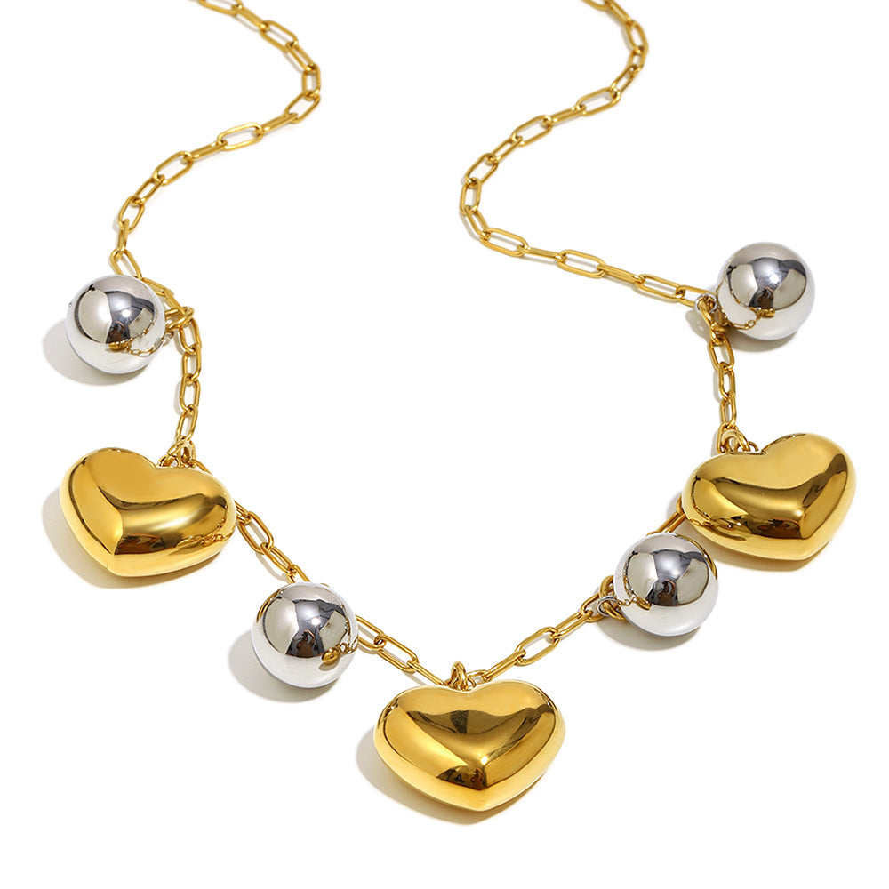 Collana minimalista da donna in acciaio inossidabile a forma di cuore cavo con placcatura in oro 18 carati