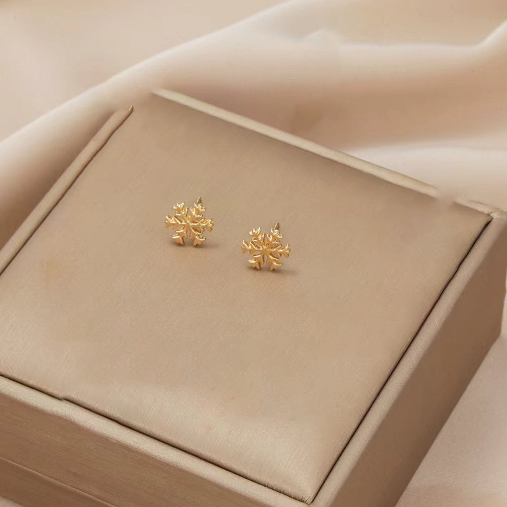 Minimalist Luxury Snowflake Plated Alloy Earrings
