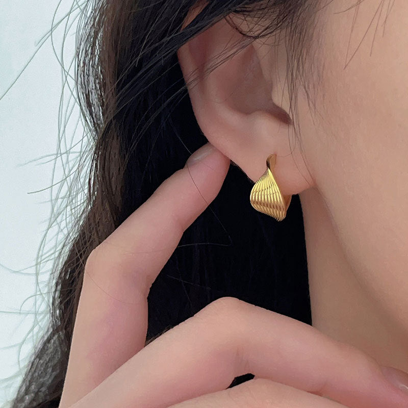 Minimalist Geometric Twisted Ear Studs in 925 Sterling Silver with Gold Plating