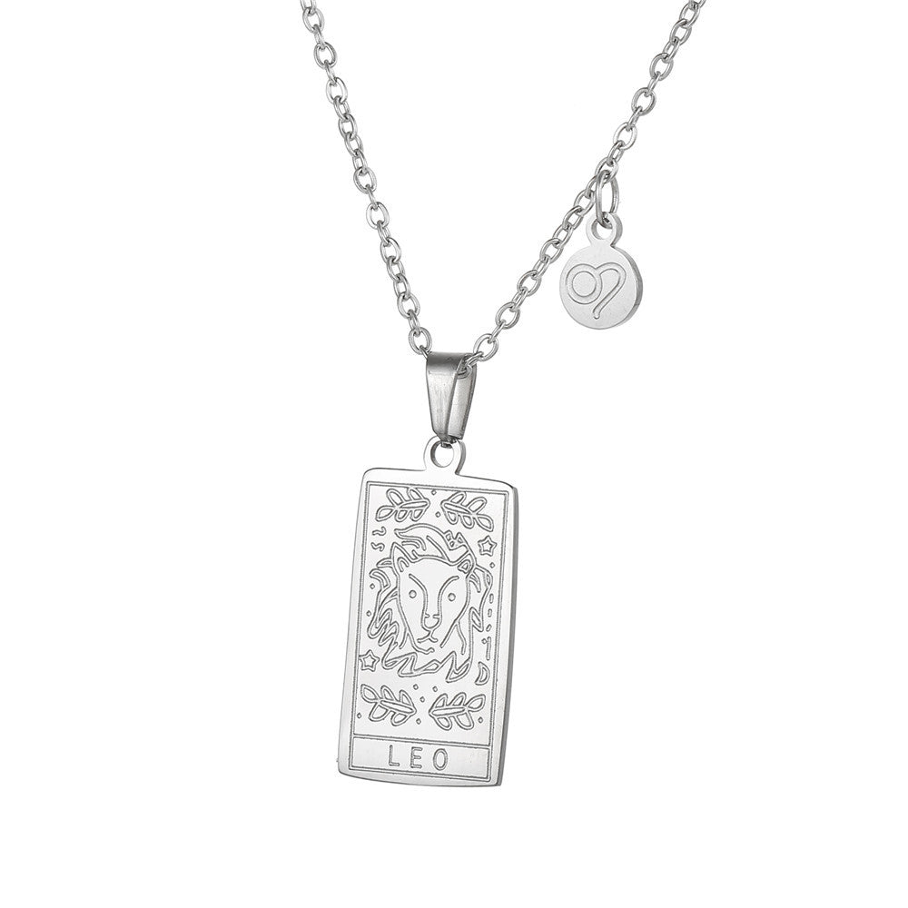 Vintage Geometric Square Titanium Steel Necklace with Alloy Pendant on Ball Chain