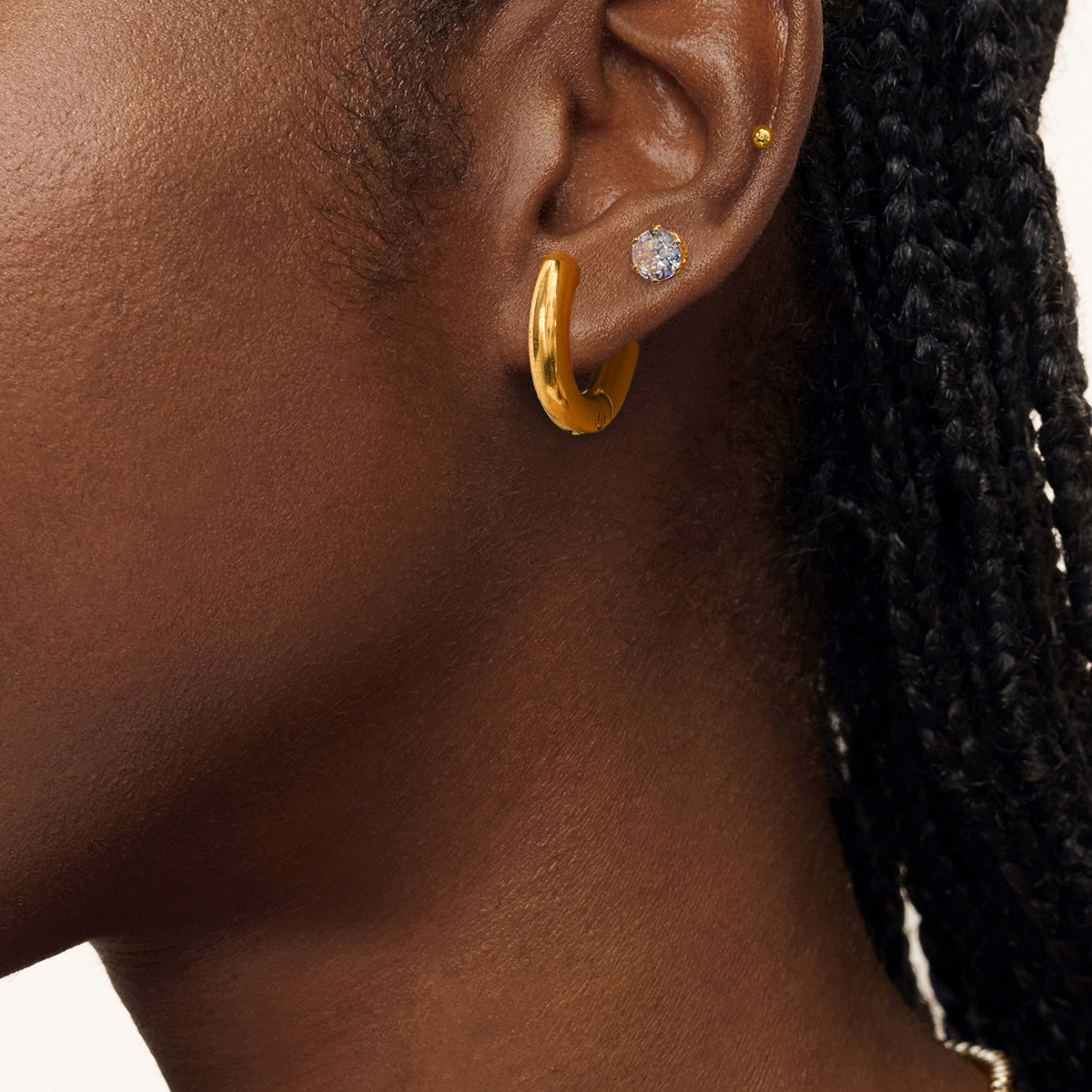 Pendientes de aro geométricos minimalistas de acero inoxidable con acabado chapado para mujeres y hombres