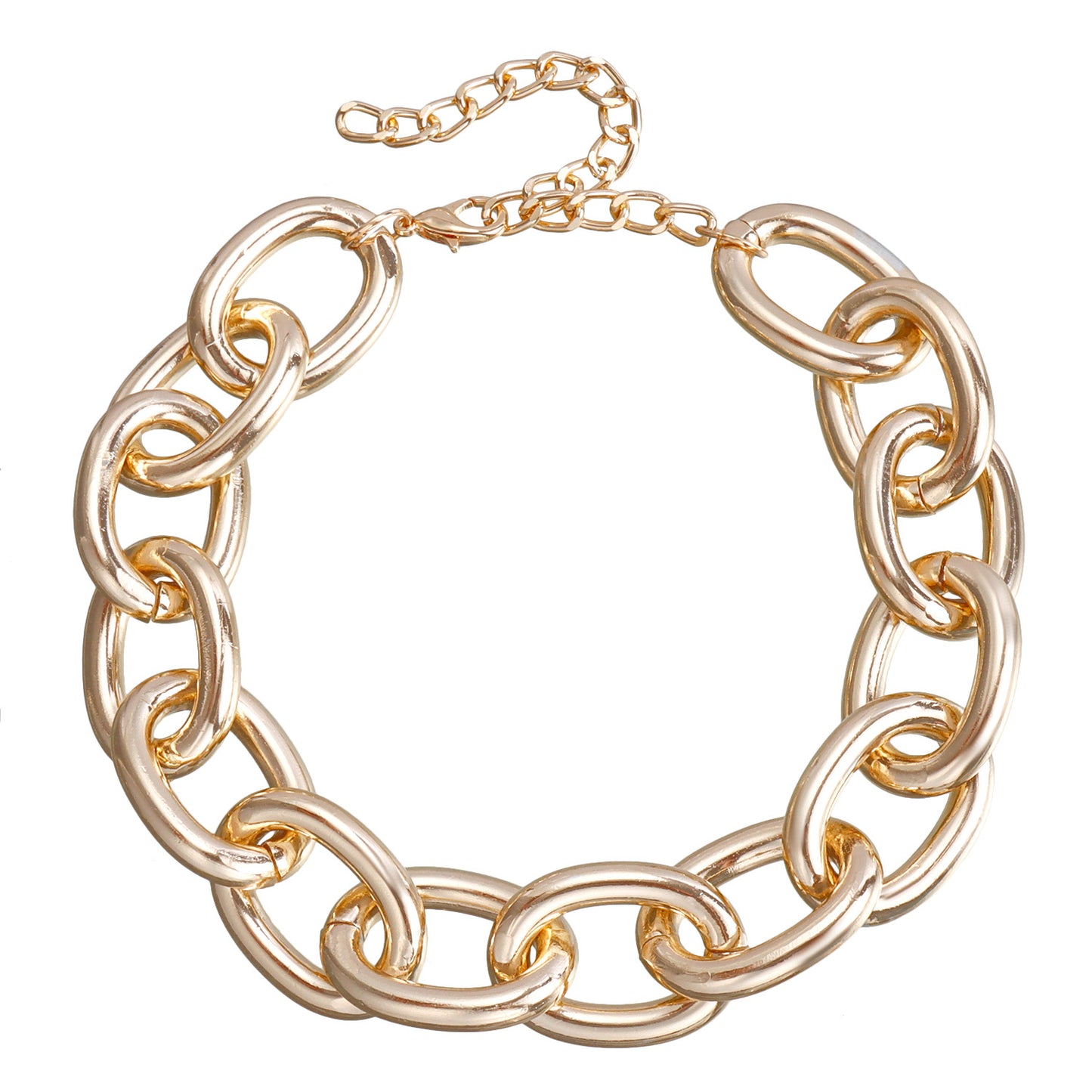 Punk Style Geometric Aluminum Necklace with Electroplated Thick Chain for Women
