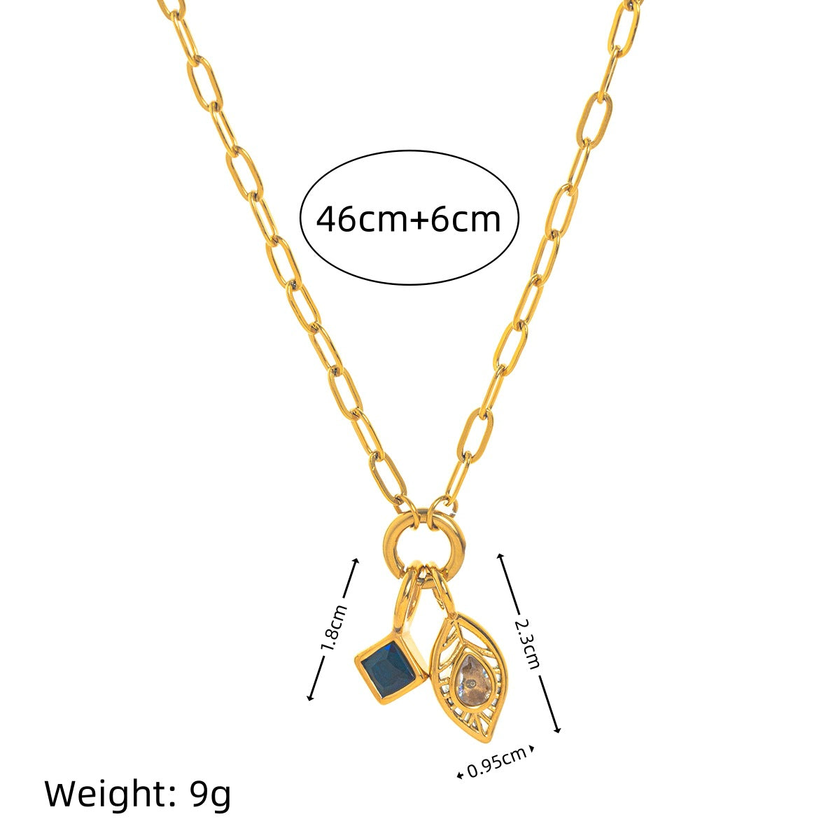 Minimalist Geometric Stainless Steel PVD 18K Gold Plated Cubic Zirconia Charm Bar Necklace