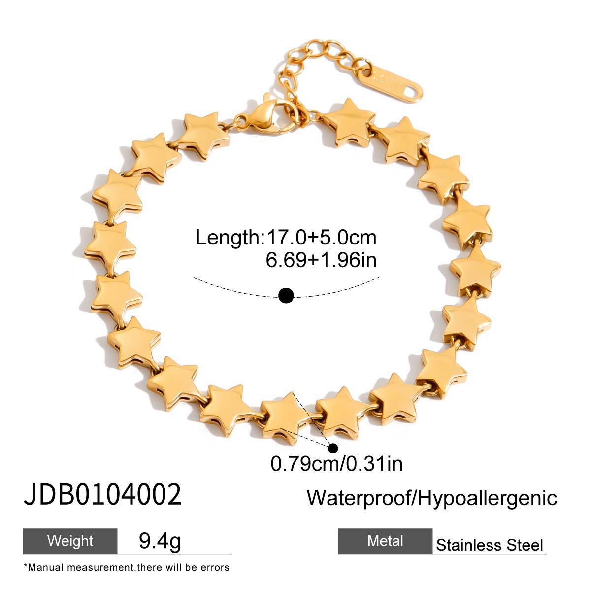 Luxury Elegant Heart Star Titanium Steel Cubic Zirconia Bracelet Plated