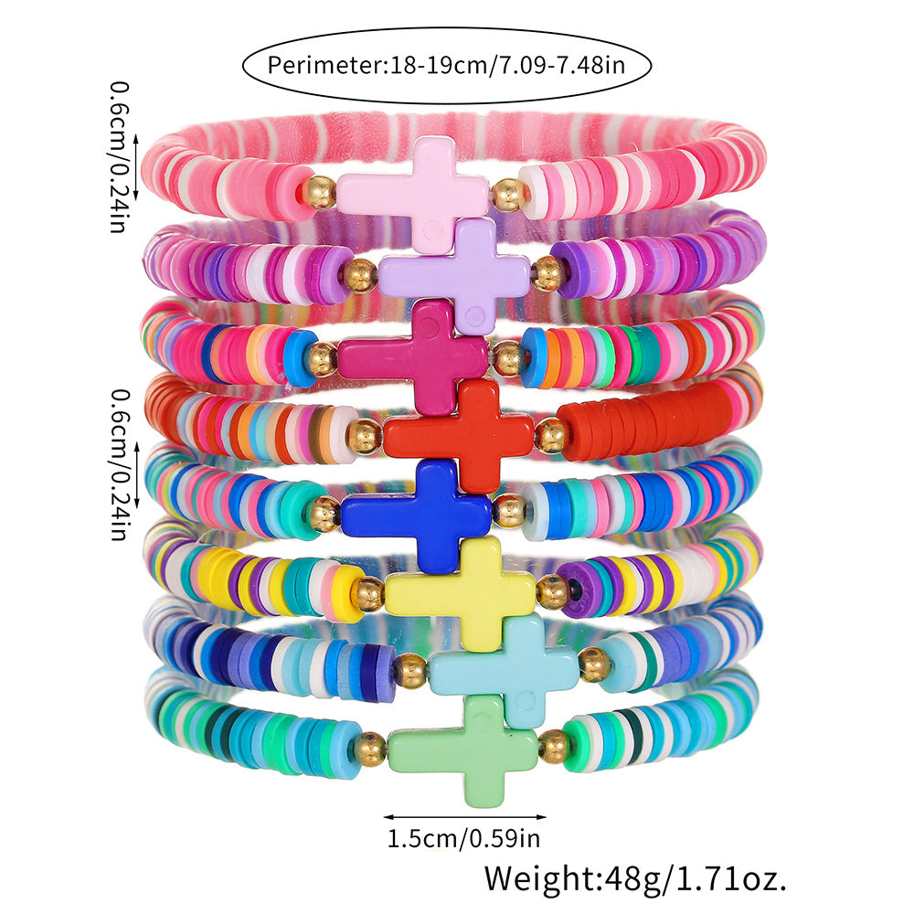 Bohemian Colorful Resin Turquoise Cross Bracelet Set