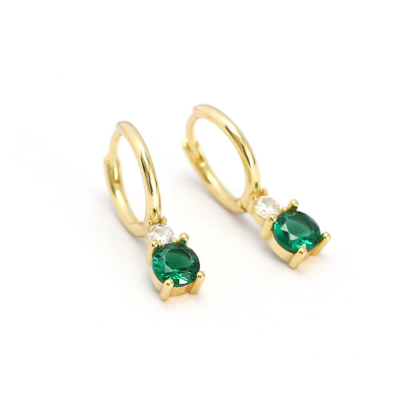 Minimalist 925 Sterling Silver Geometric Square Cubic Zirconia Inlay Hoop Earrings for Women