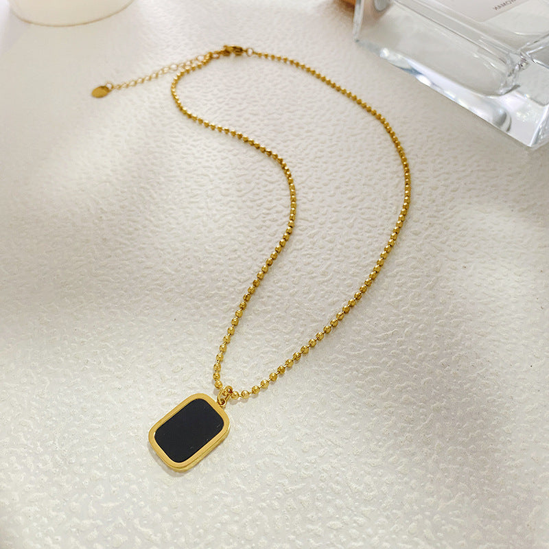 Minimalist Square Geometric Titanium Steel Necklace with Stainless Steel Pendant for Women