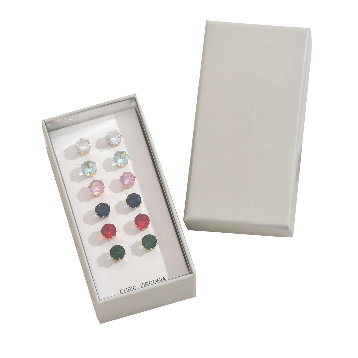 Set de pendientes geométricos minimalistas con circonitas incrustadas para mujer con formas redondas, ovaladas y de aro