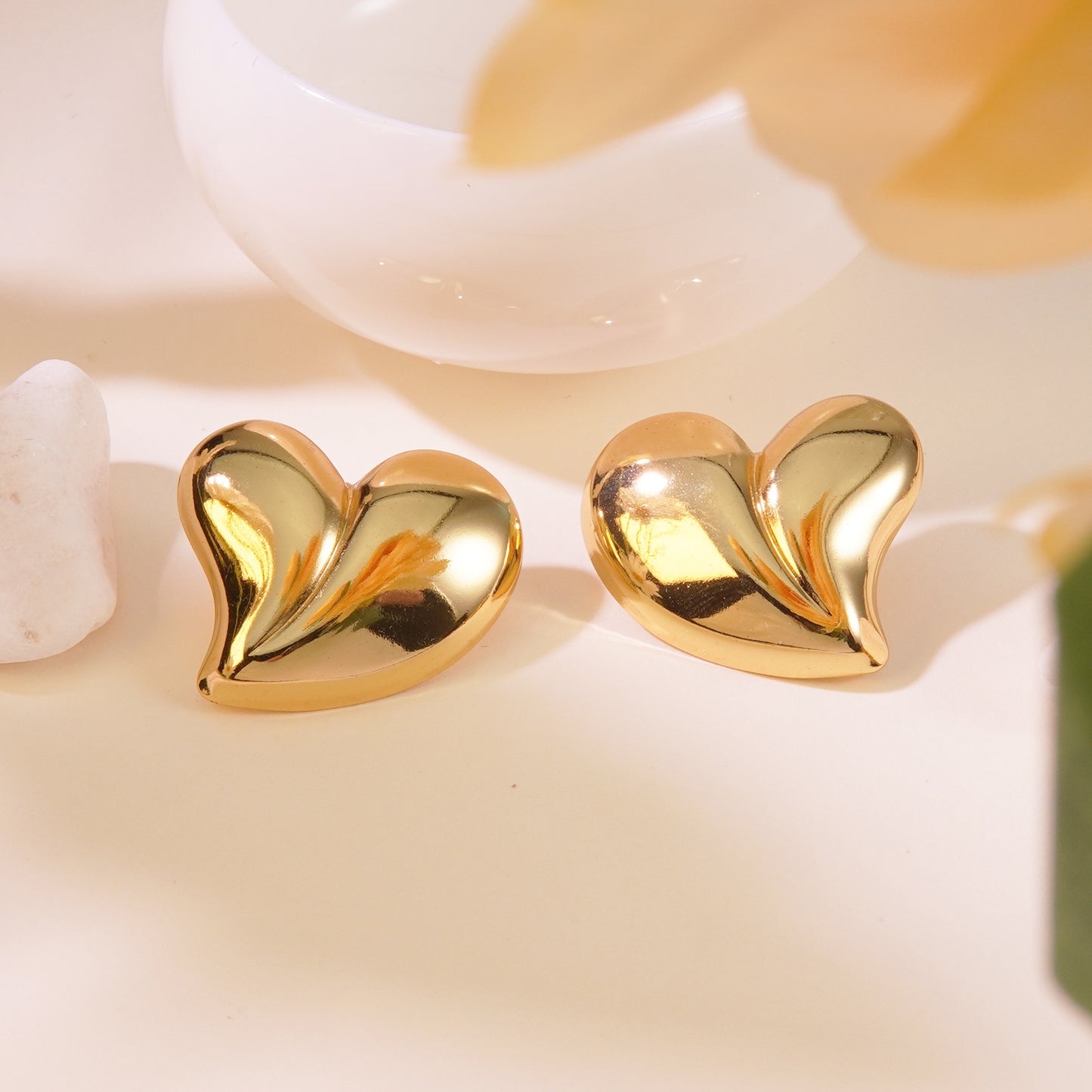 Sweet Streetwear Heart Plated Stainless Steel Earrings