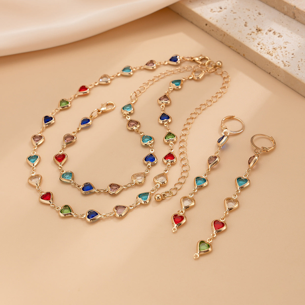 Luxury Elegant Geometric Crystal Plated Necklace Set for Women