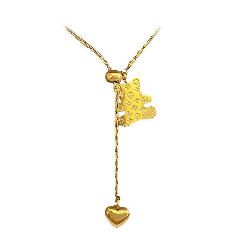 Collana Minimalista Placcata in Acciaio al Titanio a Forma di Cuore per Donne e Uomini con Ciondolo Geometrico