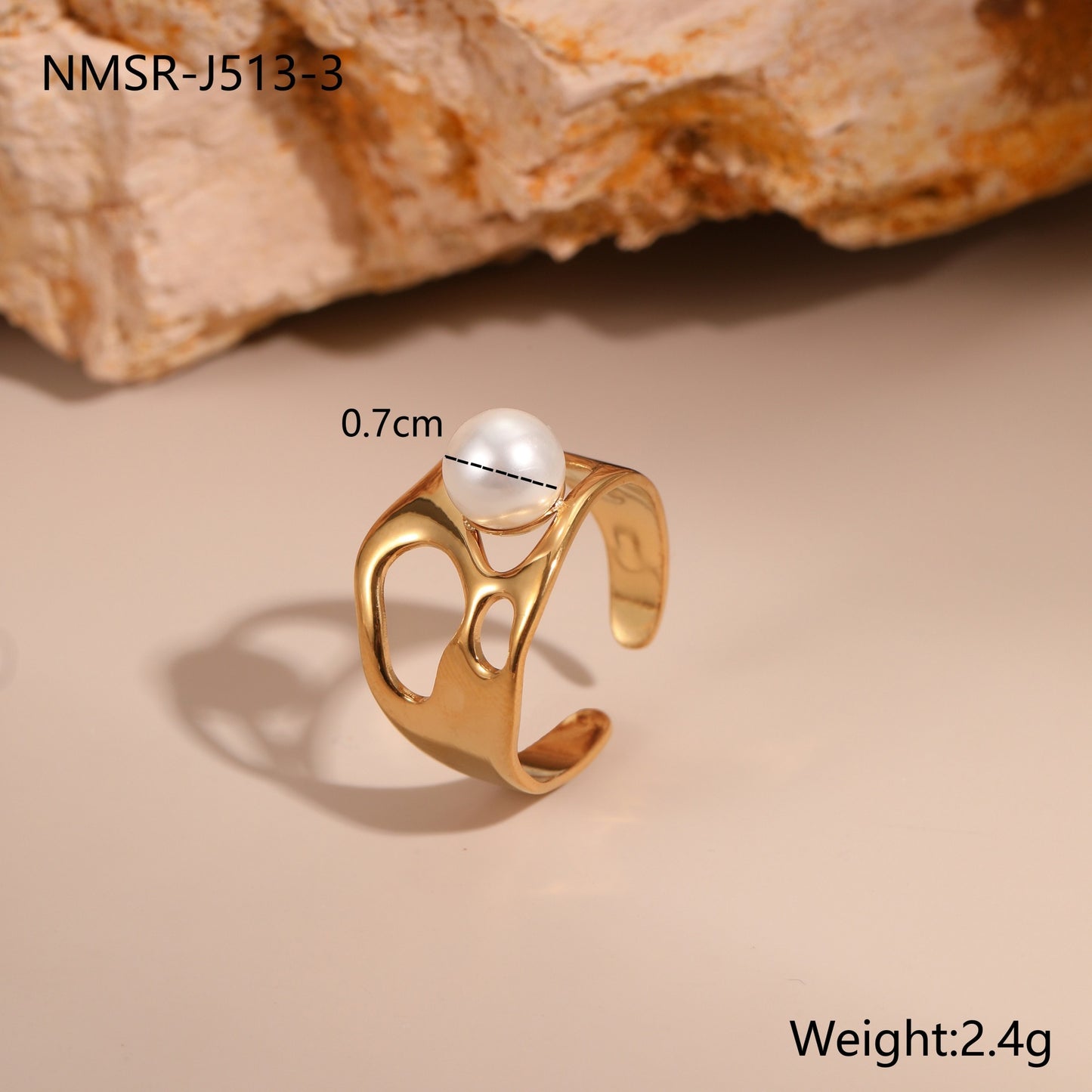 Minimalist Geometric Stainless Steel Ring with 18K Gold Plating Adjustable Open Band Elegant Luxury Women's Jewelry