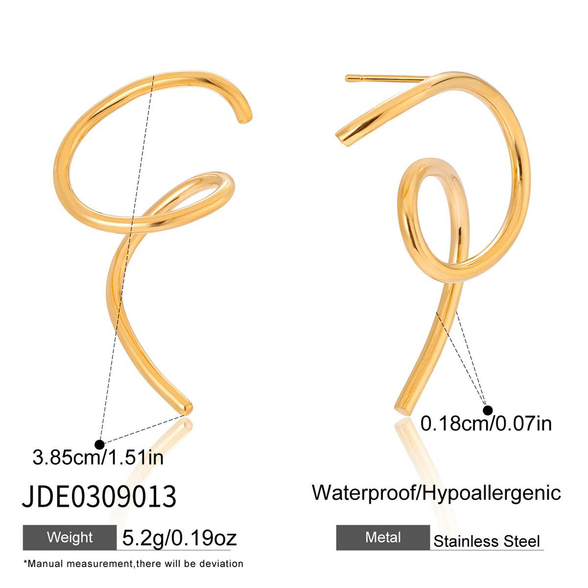 Orecchini a perno da donna in acciaio al titanio, stile linea geometrica, con placcatura in oro PVD sottovuoto, perni ipoallergenici in acciaio inossidabile