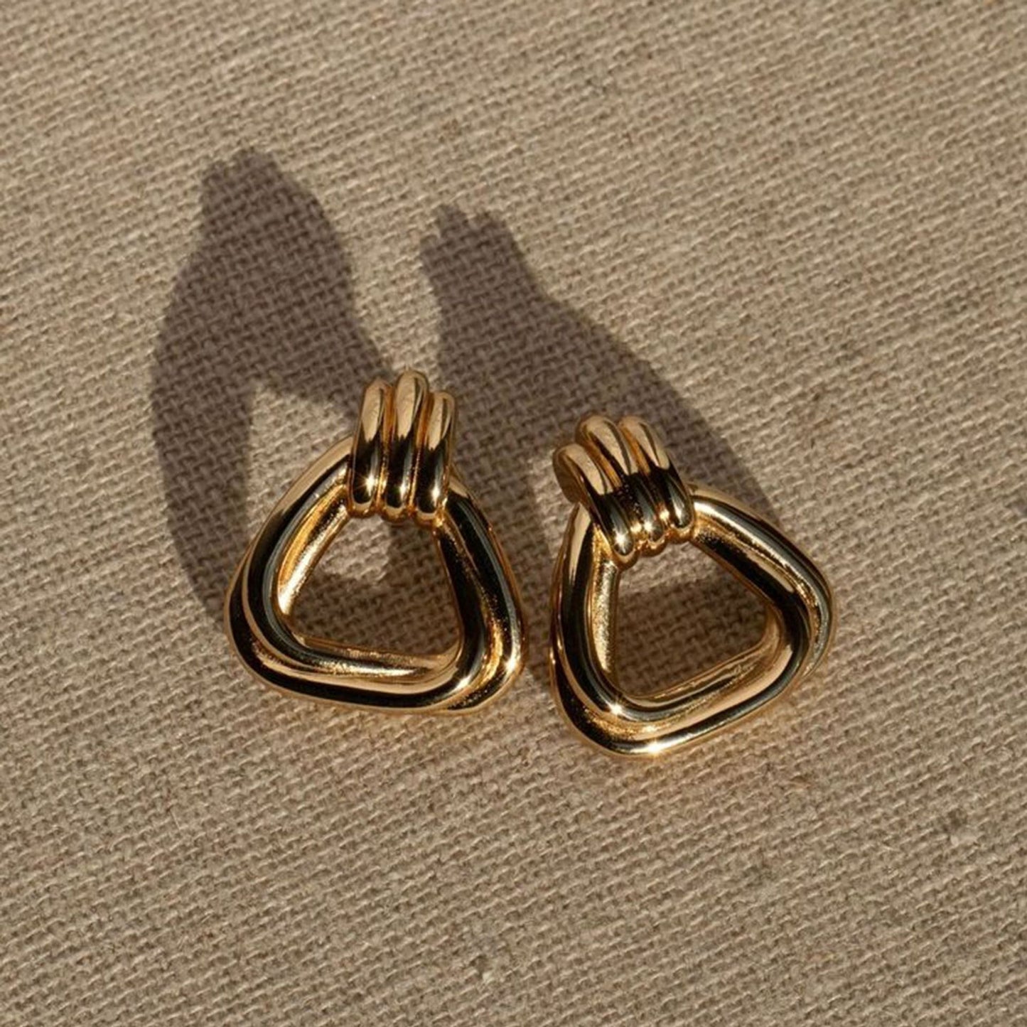Minimalist Geometric Triangle Titanium Steel Plated Earrings for Women