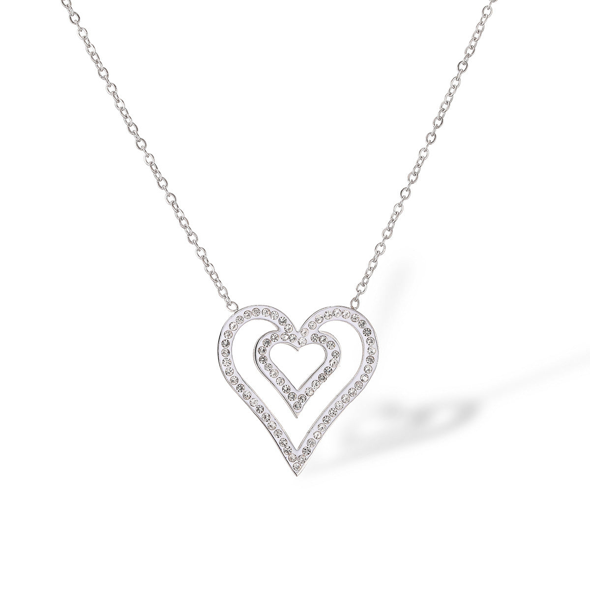Minimalist Heart-Shaped Titanium Steel Pendant Necklace for Women with Zircon Accents and Clavicle-Friendly Design