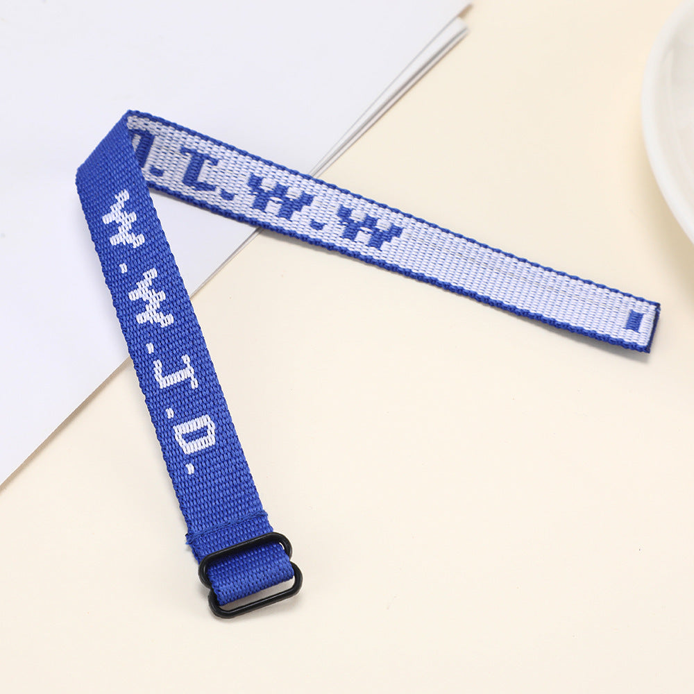 Sporty Unisex Adjustable Letter Woven Polyester Bracelet DIY Charm Bar