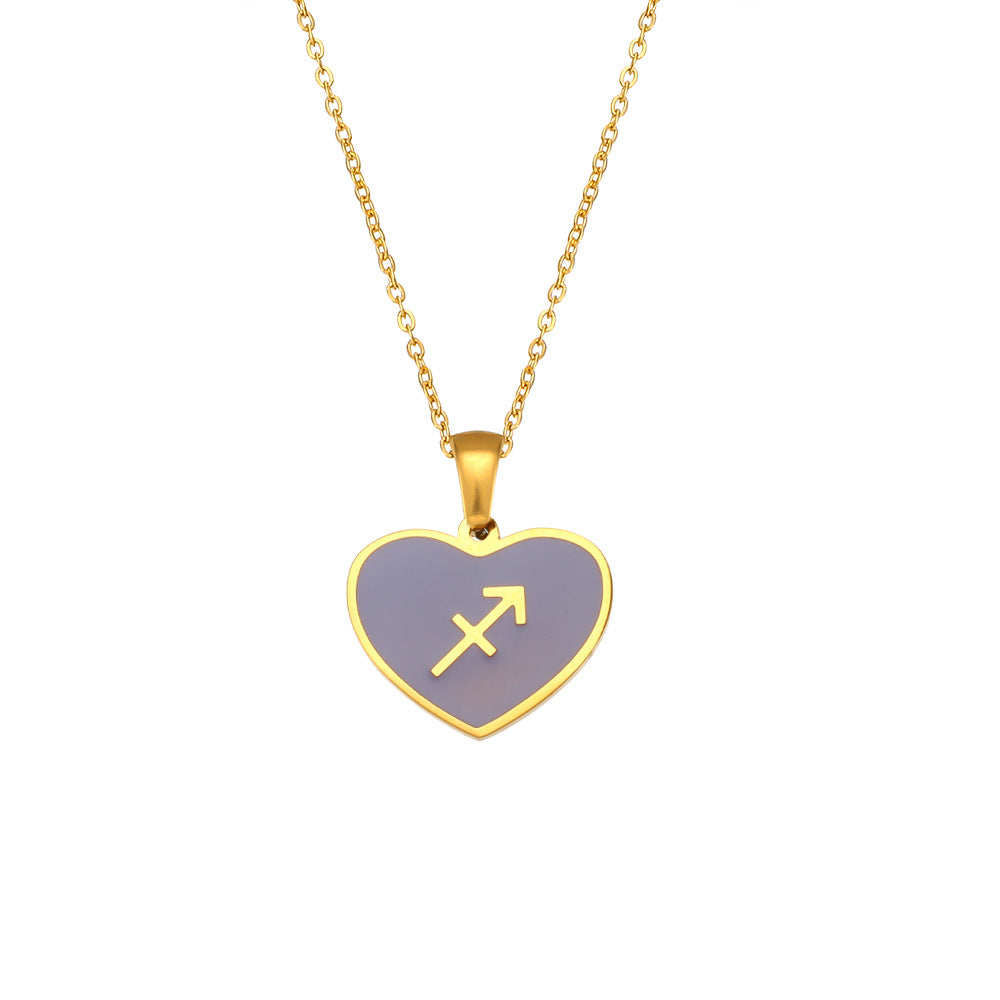 Collana Pendente Segno Zodiacale Minimalista da Donna in Acciaio Inossidabile con Finitura Smaltata