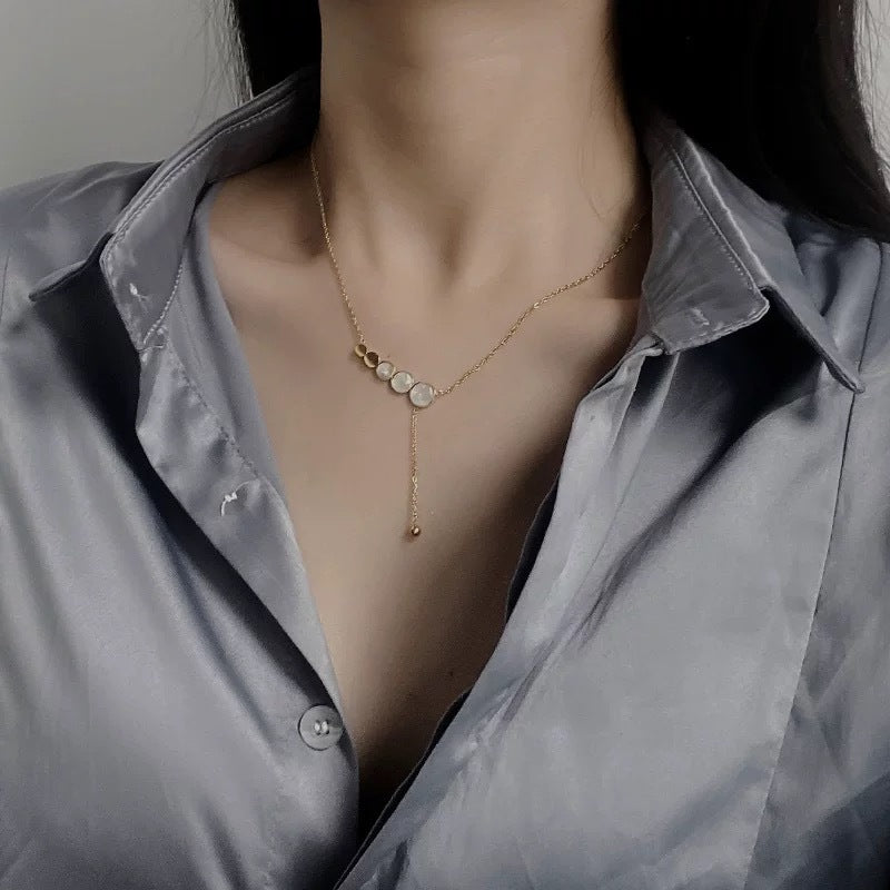 Minimalist Round Titanium Steel Plated Necklace for Women
