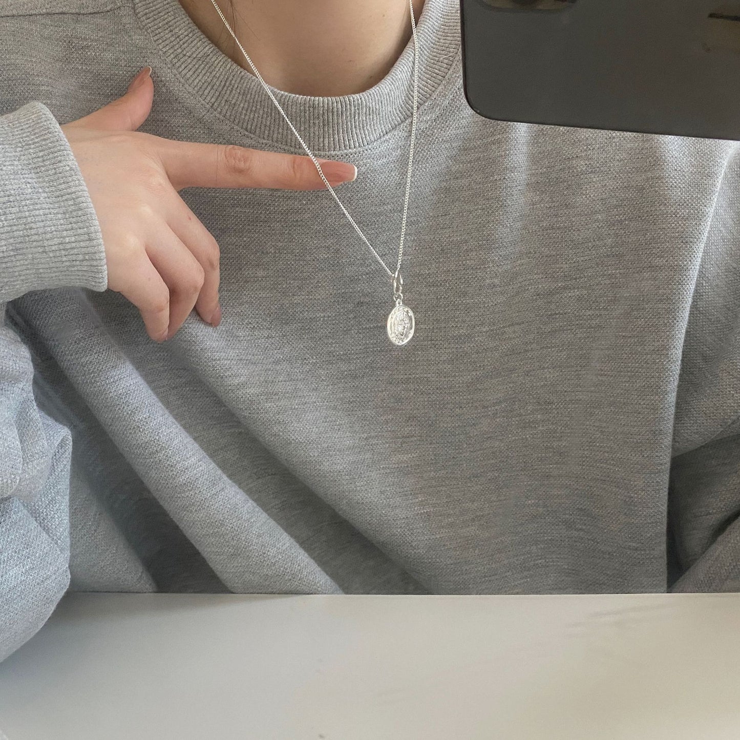 Minimalist Sweet 925 Sterling Silver Gold Plated Round Geometric Pendant Ball Chain Necklace for Women