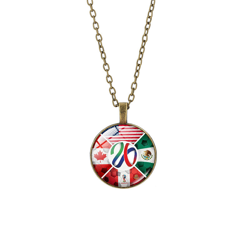 Vintage Sporty Geometric Alloy Pendant Necklace with Crystal Charm for Unisex