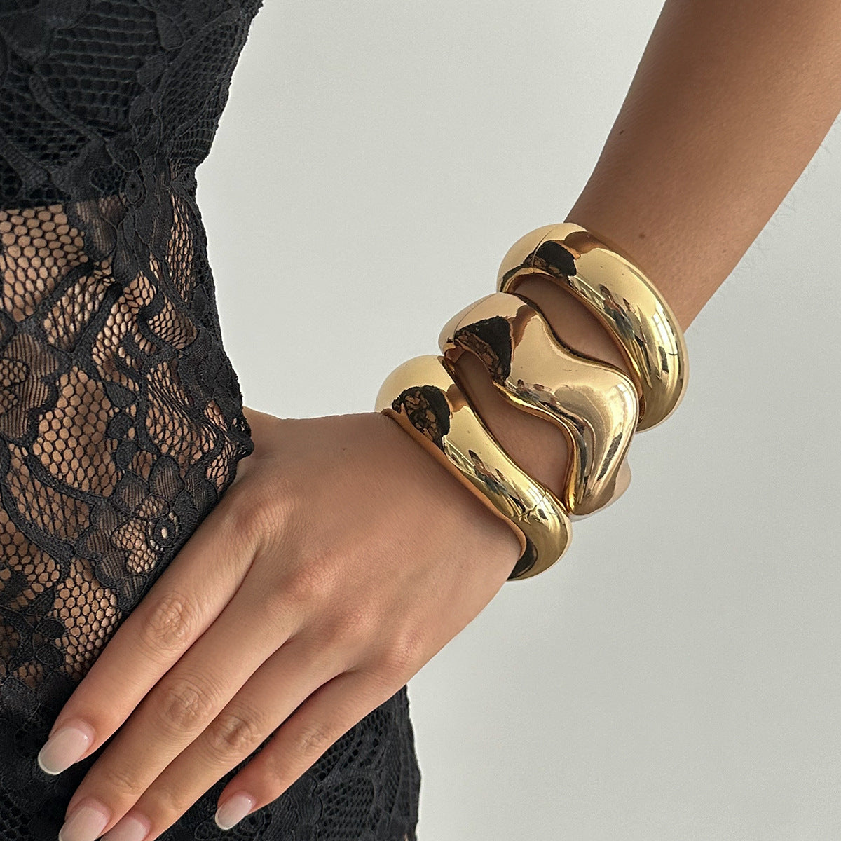 Casual Irregular Geometric Alloy Plated Bracelet Set