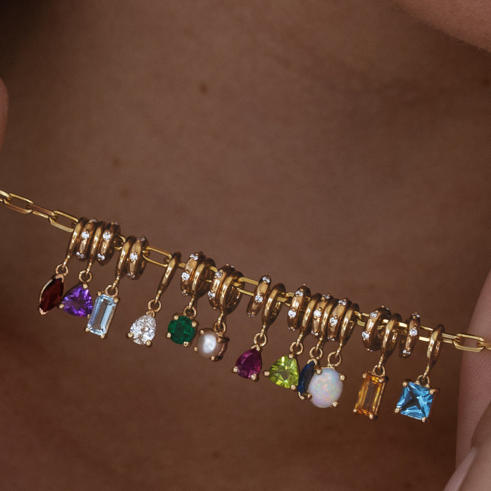 Vintage Geometric 18K Gold Plated Brass Pendant Charm Bar for Women