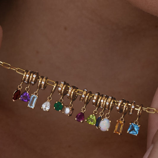 Vintage Geometric 18K Gold Plated Brass Pendant Charm Bar for Women