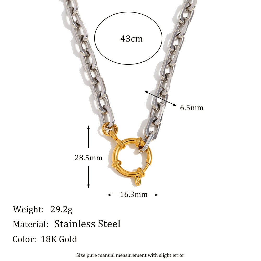 Collana con ciondolo geometrico minimalista in acciaio inossidabile con placcatura in oro 18 carati e chiusura a molla
