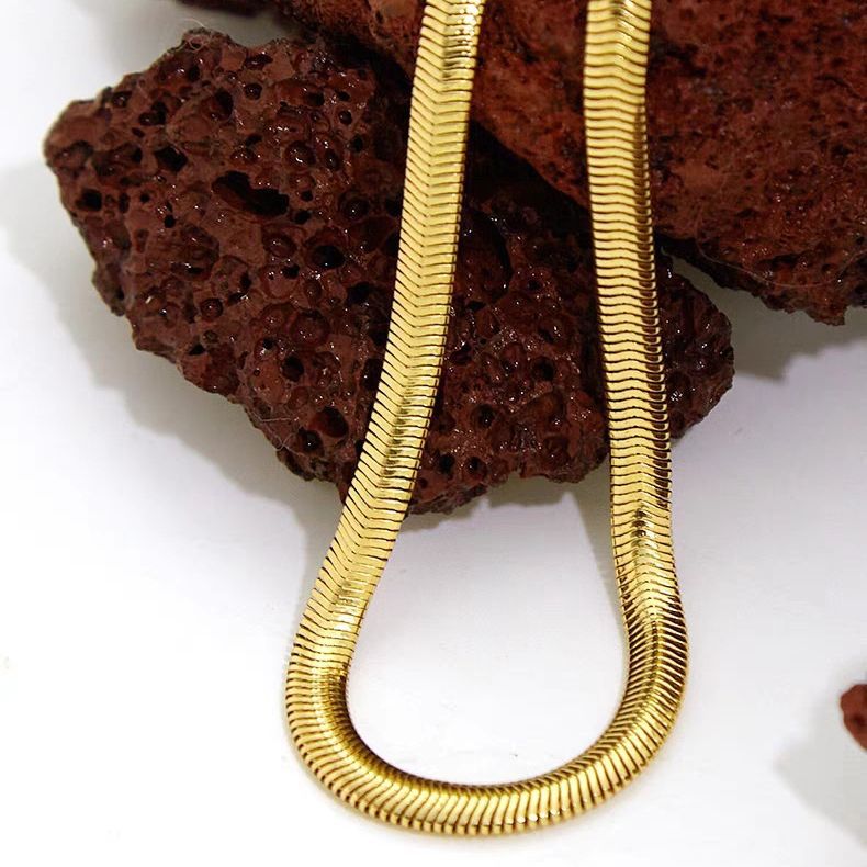 Collar minimalista unisex de cadena de serpiente chapada en acero titanio en forma de U para clavícula