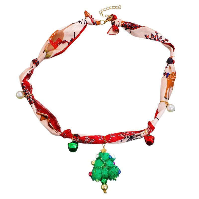 Casual Alloy Plated Christmas Tree and Reindeer Pendant Necklace for Women