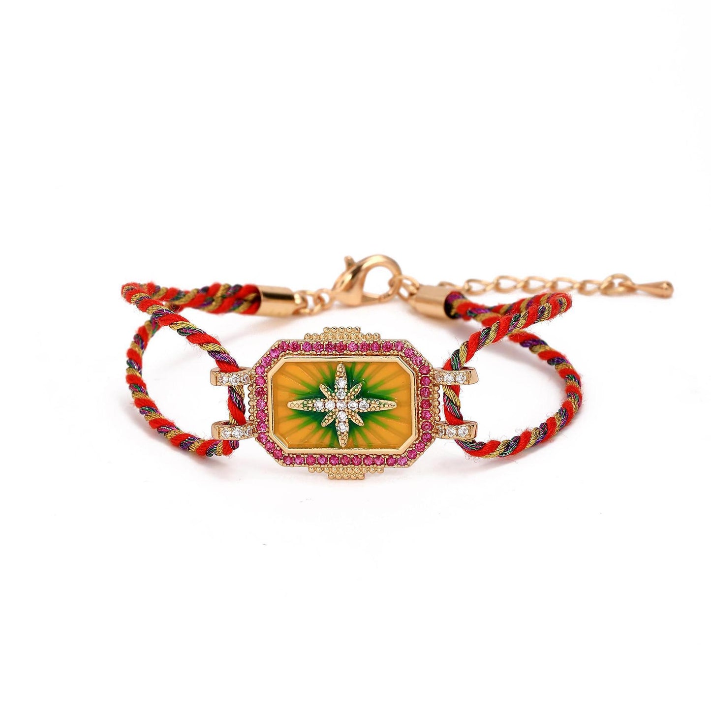 Geometric Tarot Pendant Necklace for Women with Rhinestone Inlay and Gold Plating on Brass Base